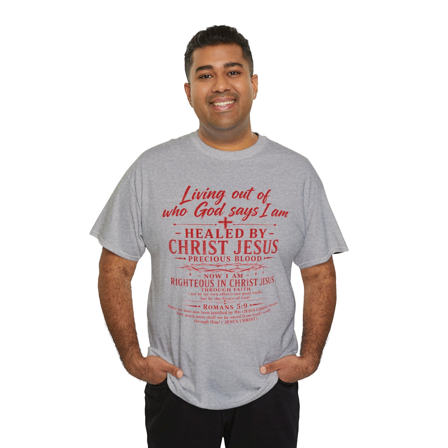 Christian Faith T-Shirt — "Living Out of Who God Says I Am" Inspirational Tee