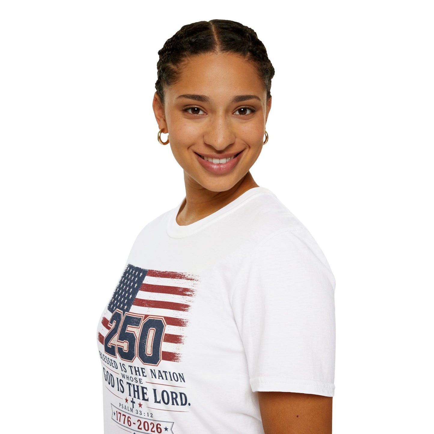 250th Anniversary Flag T-Shirt — "Blessed Is The Nation" Patriotic Tee