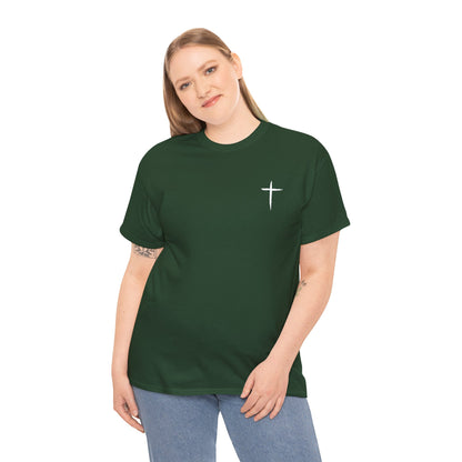 Christian Cross Tee — "May Heavenly Things Constantly Interrupt Our Earthly Things" Inspirational T‑Shirt