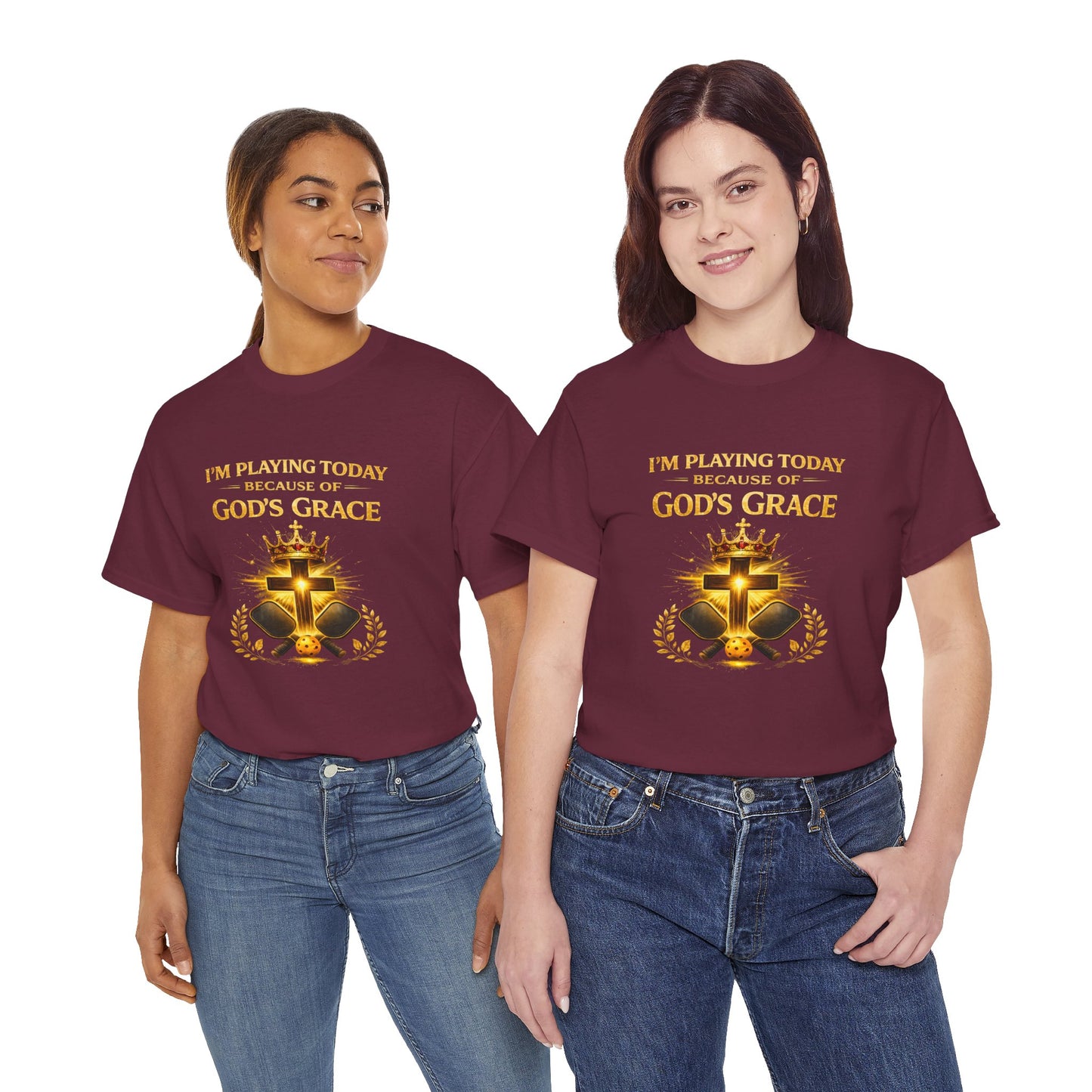 God’s Grace Tee — "I’m Playing Today Because of God’s Grace" Christian T-Shirt (Ephesians 2:8-10)
