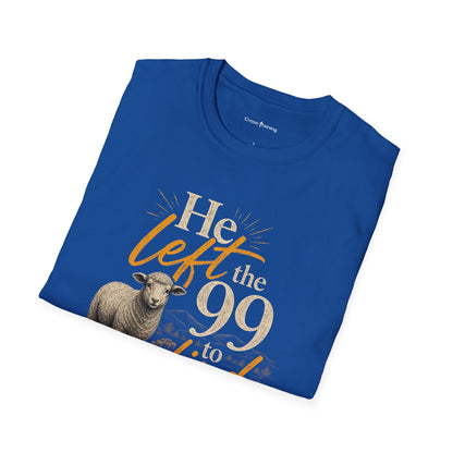 He Left the 99 T-Shirt — Christian Shepherd & Lamb Faith Tee