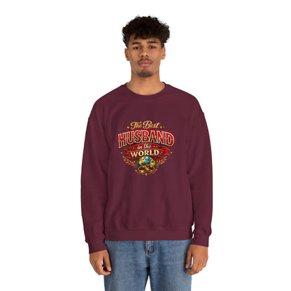 Crewneck Sweatshirt — "The Best Husband in the World" Vintage Globe Gift