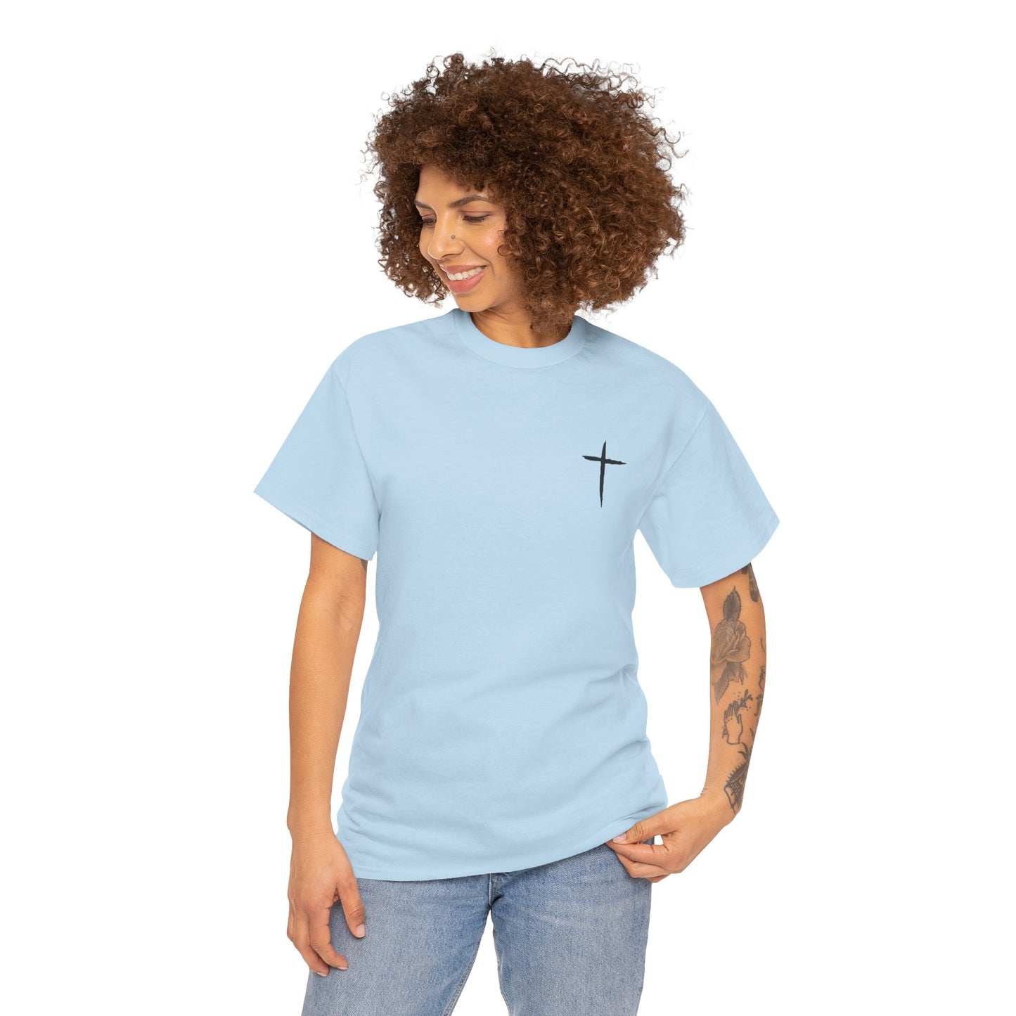 Christian Cross Tee — "May Heavenly Things Constantly Interrupt Our Earthly Things" Inspirational T‑Shirt