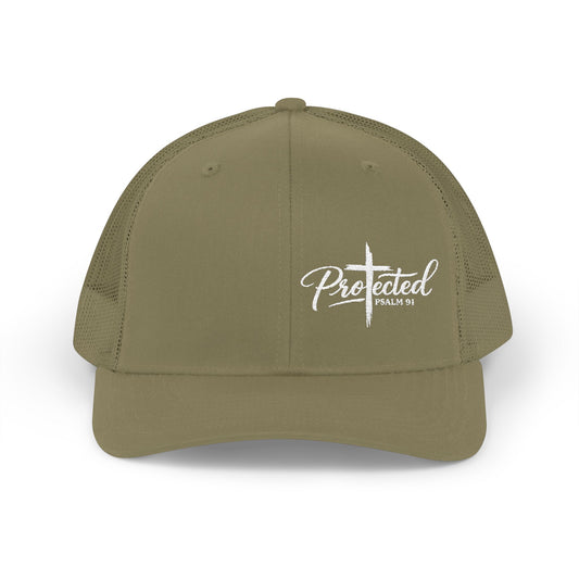 Protected Embroidered Trucker Cap – 'Protected Psalm 91' Snapback Hat