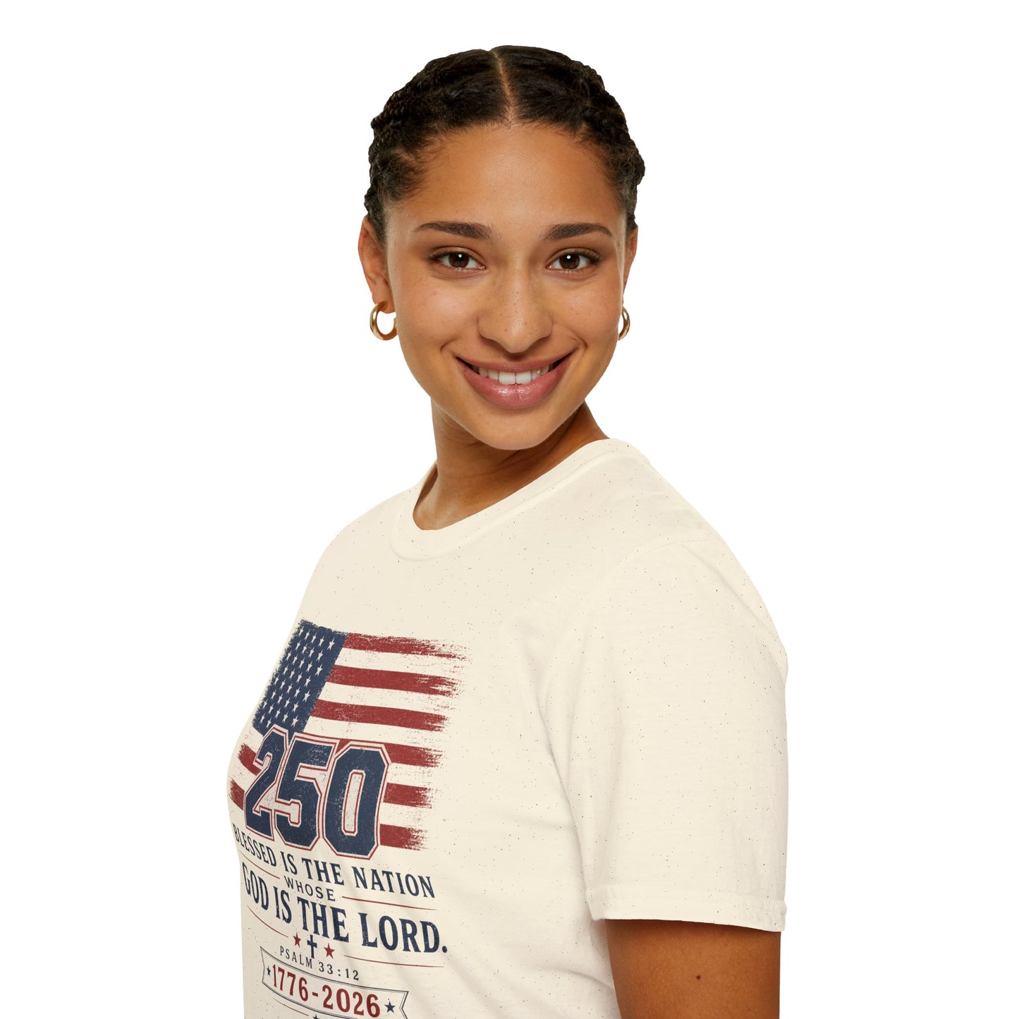250th Anniversary Flag T-Shirt — "Blessed Is The Nation" Patriotic Tee