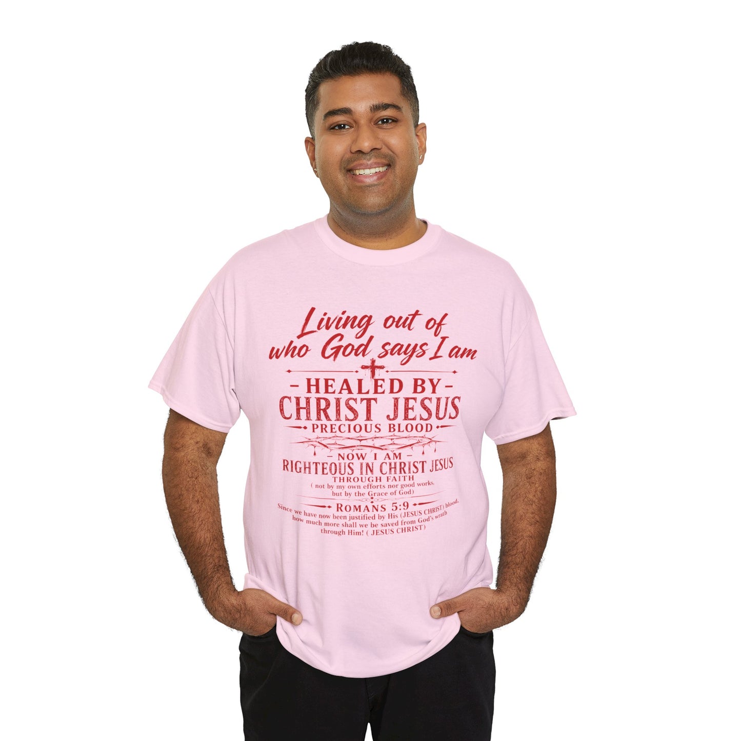 Christian Faith T-Shirt — "Living Out of Who God Says I Am" Inspirational Tee