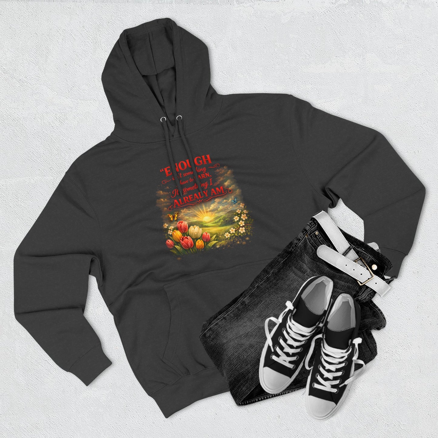 Christian Hoodie — Spiritual Scripture Floral Design ("Even Before He Made the World")