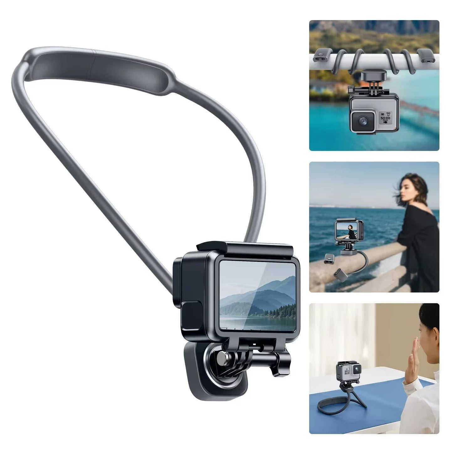 Oatsbasf Neck Mount Phone Holder for Relax Free Adjustable Bended Cellphone Holder Hands Free Bracket for 4.7-7In Smartphones