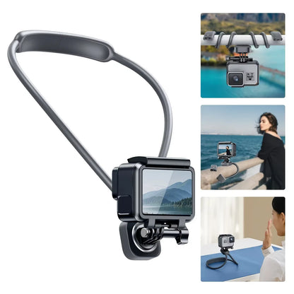 Oatsbasf Neck Mount Phone Holder for Relax Free Adjustable Bended Cellphone Holder Hands Free Bracket for 4.7-7In Smartphones